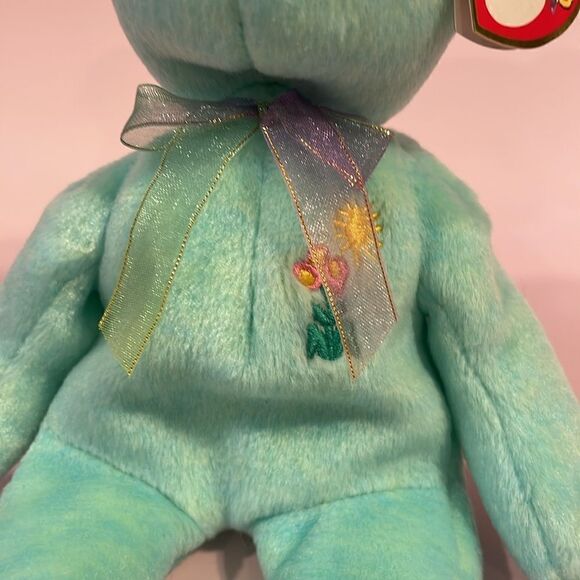 2000 Vintage Ty Beanie Baby Ariel the Green Bear Excellent Condition NWT 9” tall - Picture 6 of 10